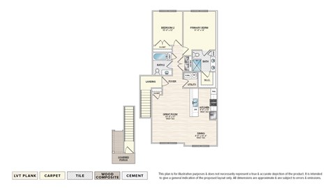 Floor plan for 2 beds, 2 baths, 1146 sqft